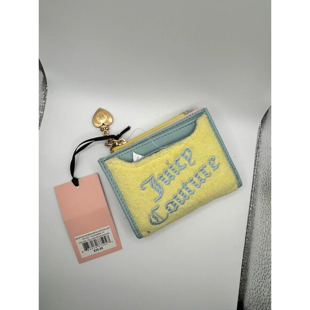Juicy Couture Gelato on the Beach Bifold Wallet Yellow Terry Cloth 13JCD64MX-TY